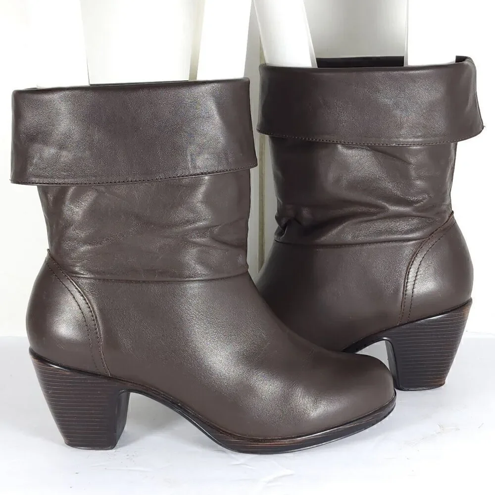 Dansko Women’s Bobbi US6-6,5 EU 37 Brown Leather Roll Down Slouch Boots